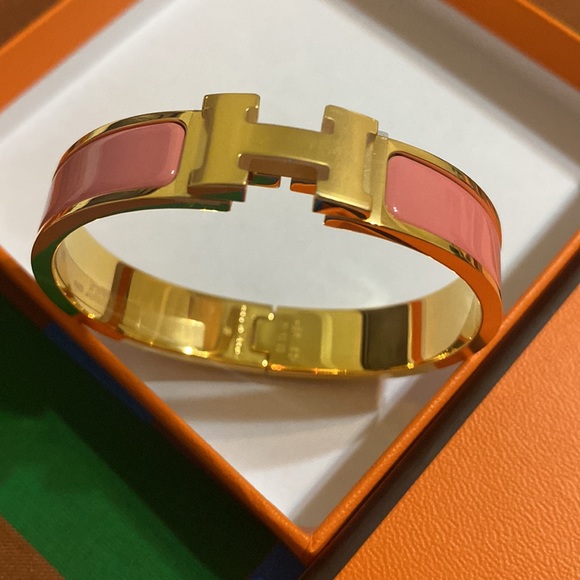 NEW HERMÈS CLIC H BRACELET PINK - Picture 6 of 17